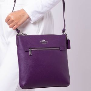 Coach crossbody bag, leather, purple.